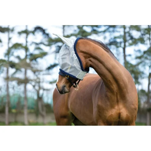 Amigo Finemesh Fly Mask - Silver/Navy -Cheap Equine Nest Store 315961 800 800