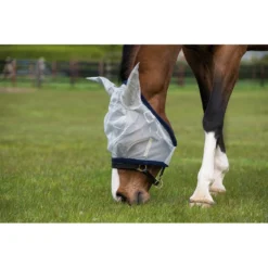 Amigo Finemesh Fly Mask - Silver/Navy -Cheap Equine Nest Store 315962 800 800
