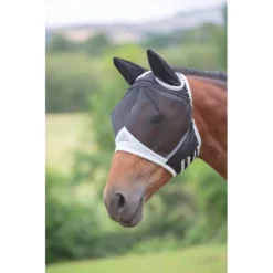 Shires Fine Mesh Fly Mask W/Ears - Black
