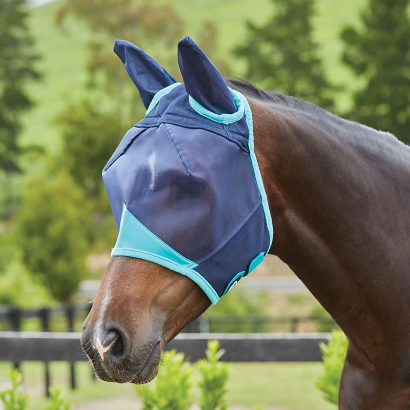 Weatherbeeta Comfitec Fine Mesh Mask W/Ears - Navy/Turquoise 1 Weatherbeeta Comfitec Fine Mesh Mask W/Ears - Navy/Turquoise