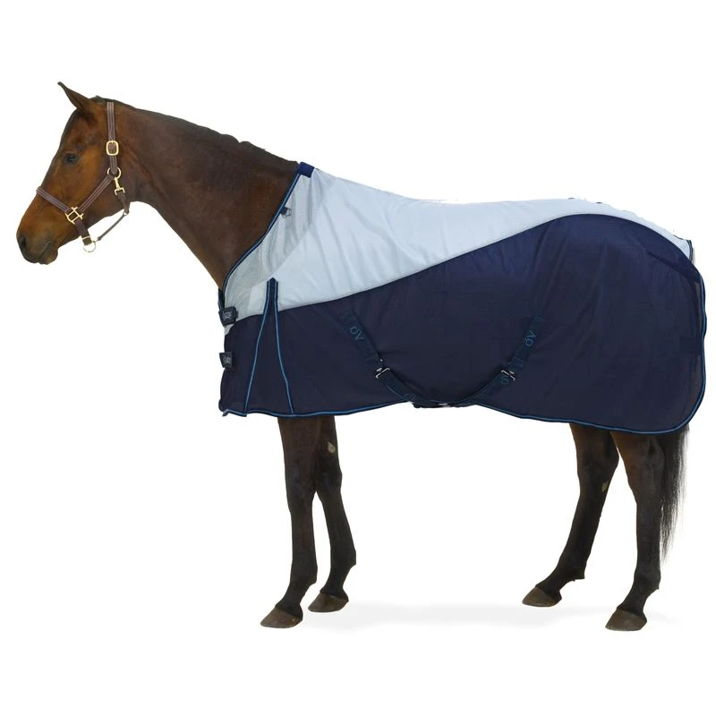 Ovation Super Fly Sheet W/Neck Cover - Lt.Blue/Navy 2 Ovation Super Fly Sheet W/Neck Cover - Lt.Blue/Navy - Image 2