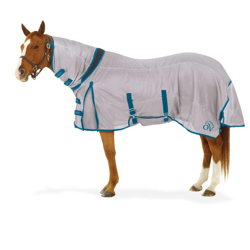 Ovation Super Fly Sheet W/Attached Neck And Belly Cover - Grey/Teal 1 Ovation Super Fly Sheet W/Attached Neck And Belly Cover - Grey/Teal