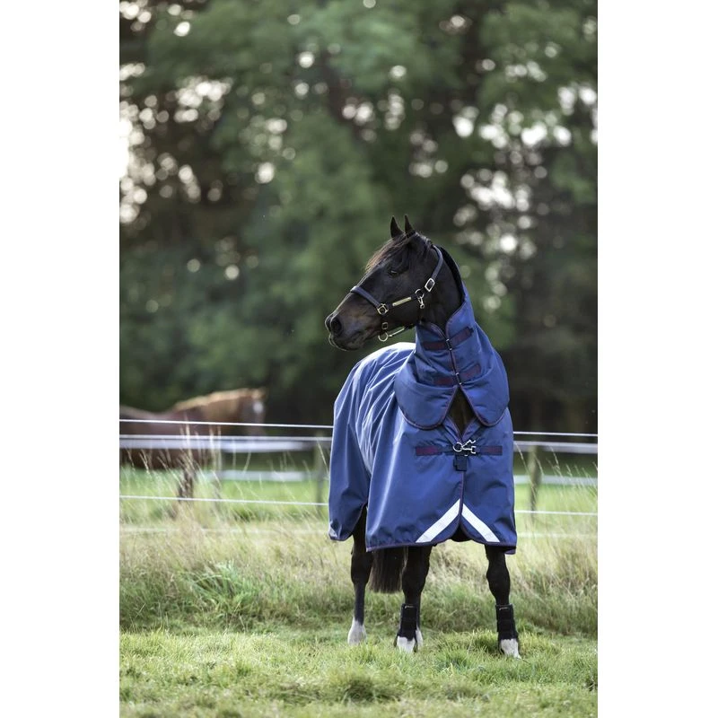 Rambo Optimo Turnout 0g Plus 400g Liner - Navy/Burgundy/Teal/Navy 2 Rambo Optimo Turnout 0g Plus 400g Liner - Navy/Burgundy/Teal/Navy - Image 2