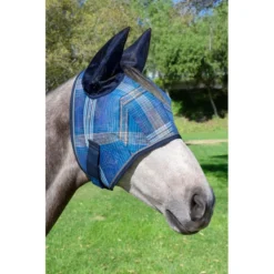 Kensington Signature Fly Mask W/Web Trim, Ears And Forelock Hole - Kentucky Blue