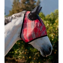 Kensington Signature Fly Mask W/Web Trim, Ears And Forelock Hole - Deluxe Red