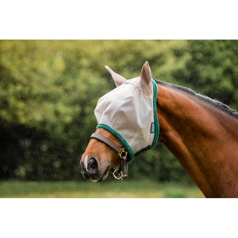 Amigo Fly Mask - Oatmeal/Green 1 Amigo Fly Mask - Oatmeal/Green