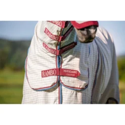 Rambo Optimo Supreme Summer Sheet - Navy Check/Cherry/Peach/Blue -Cheap Equine Nest Store 488856 800 800