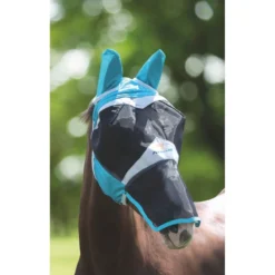Shires Fine Mesh Fly Mask W/Ears & Nose - Teal