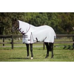 Weatherbeeta Comfitec Essential Mesh II Combo Neck Fly Sheet - White/Maroon/Grey