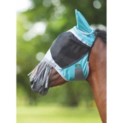 Shires Deluxe Fly Mask W/Nose Fringe - Green