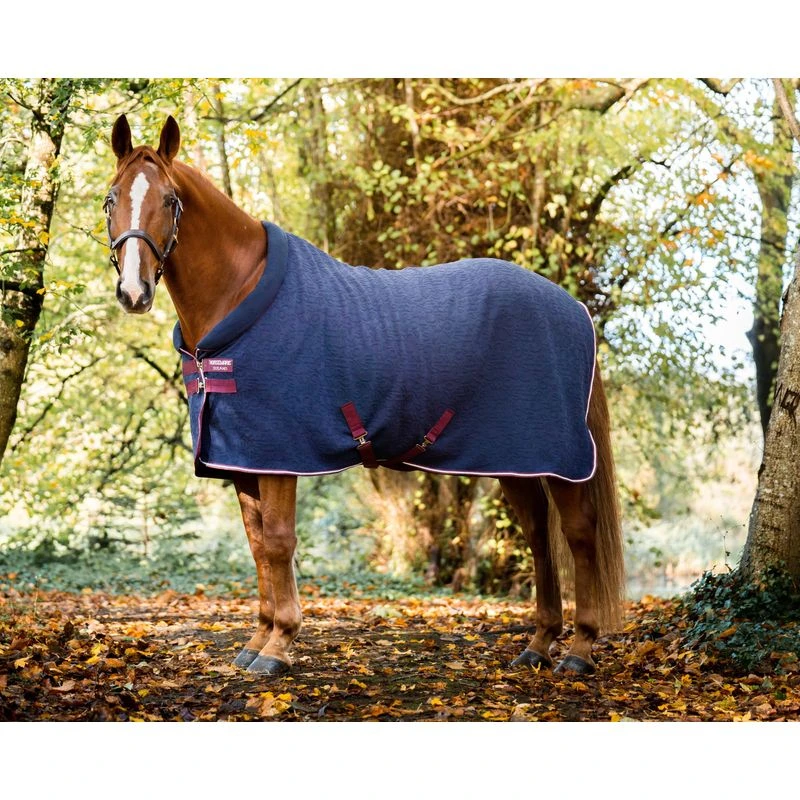 Horseware Embossed Cosy Neck Fleece - Navy HW Print/Burgundy/White 1 Horseware Embossed Cosy Neck Fleece - Navy HW Print/Burgundy/White