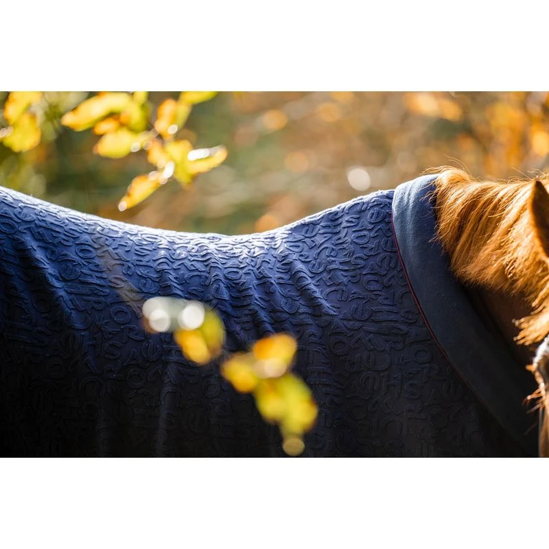 Horseware Embossed Cosy Neck Fleece - Navy HW Print/Burgundy/White 6 Horseware Embossed Cosy Neck Fleece - Navy HW Print/Burgundy/White - Image 6