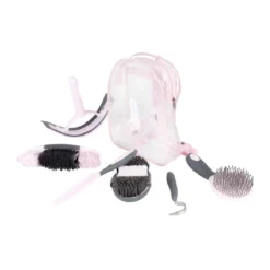 Horze Sweet Grooming Set In Carry Bag - Pink/Grey