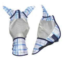 Pessoa Plaid Fly Mask - Sapphire Plaid