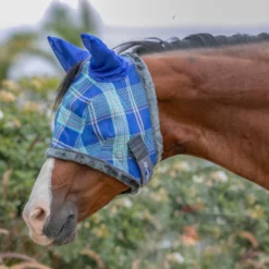 Kensington Signature Fly Mask W/Fleece,Ears And Forelock Hole - Blue Ice